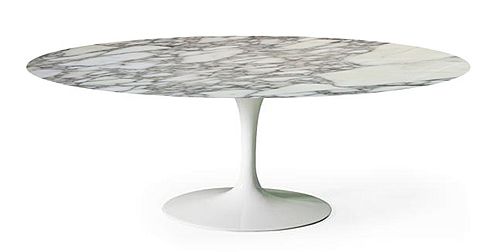 Tavolo ovale Tulip Saarinen con piano in marmo arabescato-Knoll