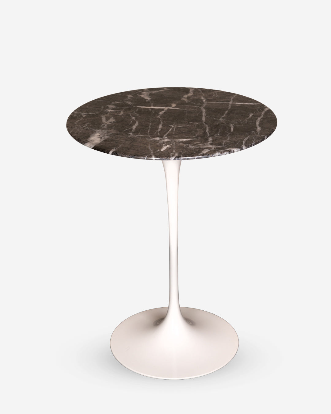 Knoll Tulip Saarinen coffee table with white base and carnic grey