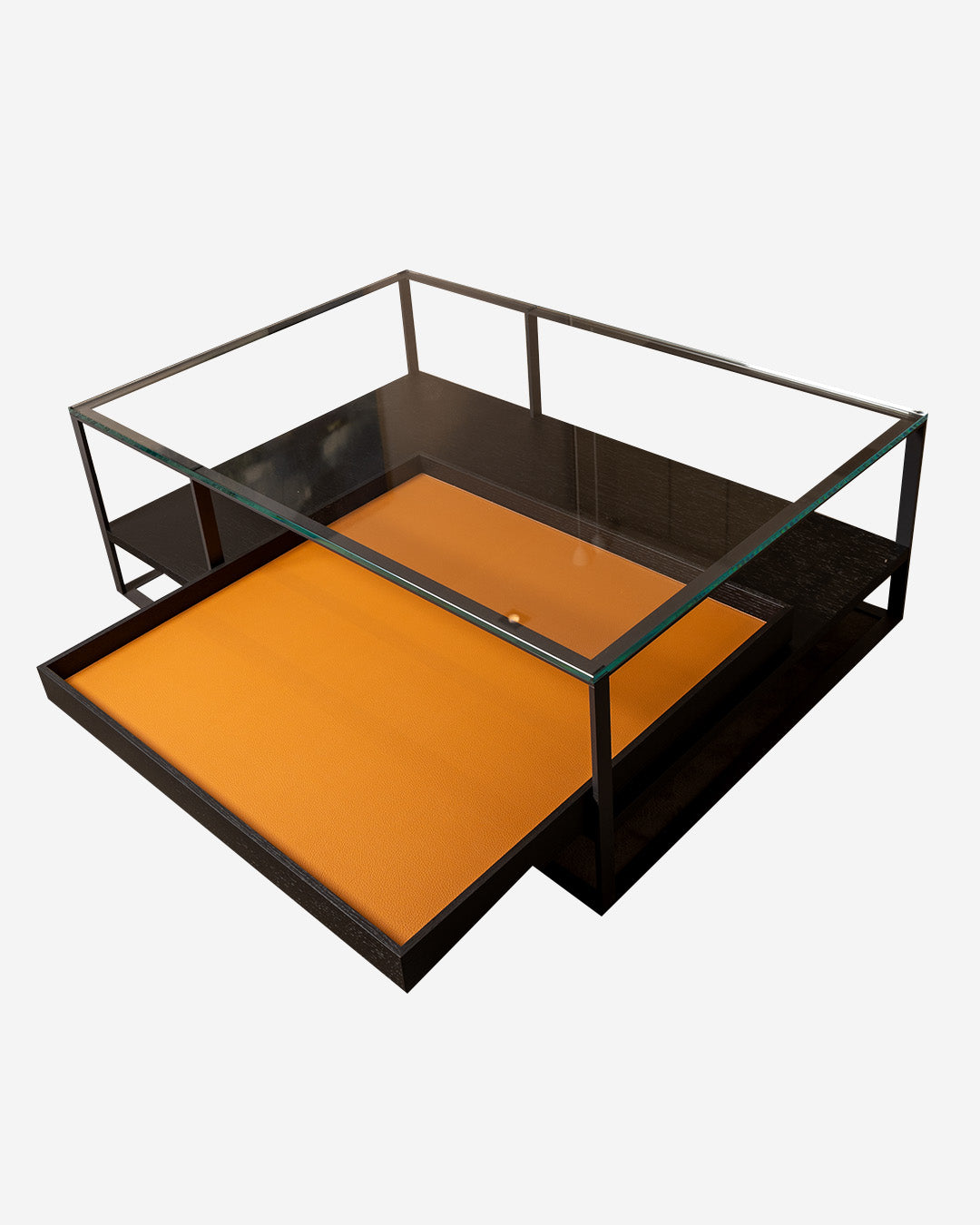 Round glass and metal coffee table, Lythos model, Maxalto