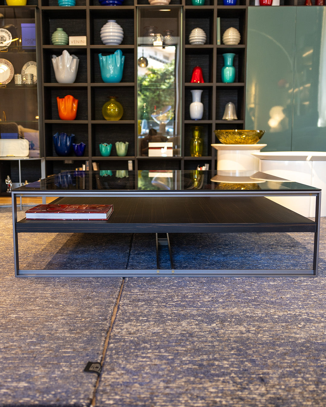 Rialto-Rimadesio square metal and glass coffee table 