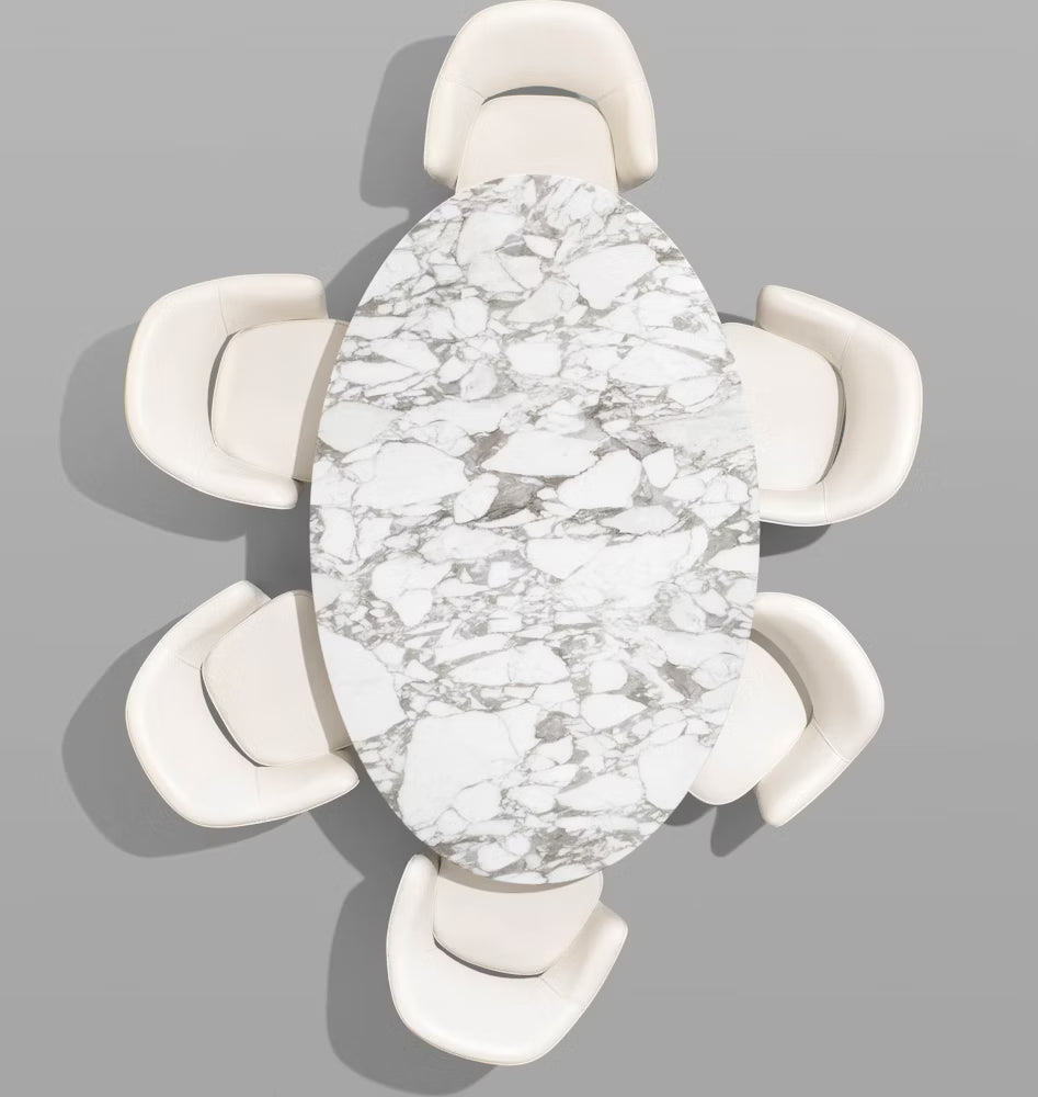 Tavolo ovale Tulip Saarinen con piano in marmo arabescato-Knoll