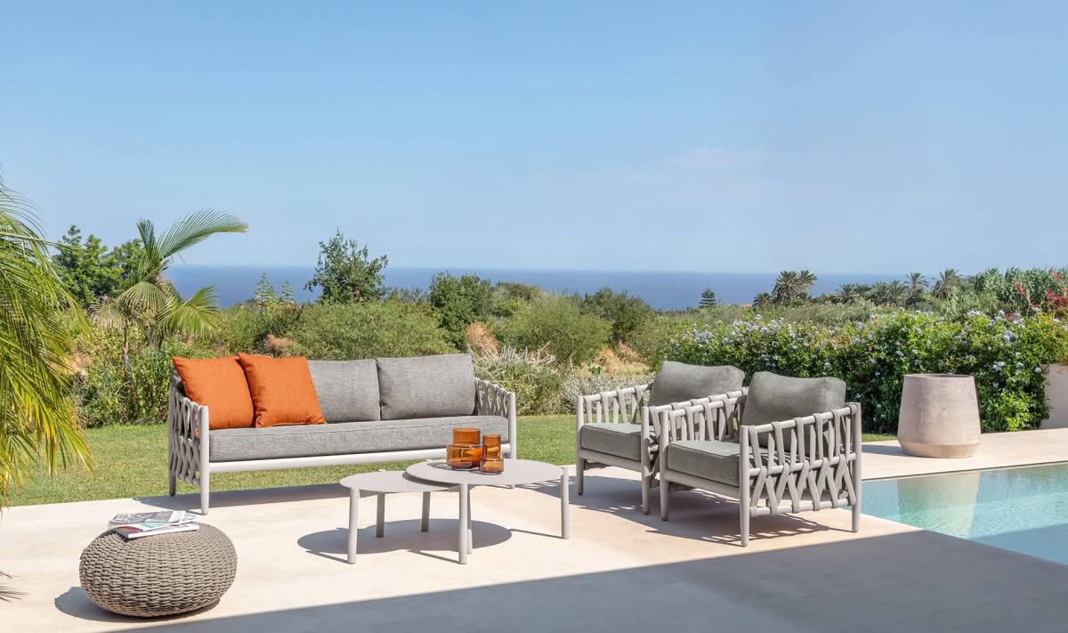 Tess Set da giardino Talenti Outdoor | Set da giardino design in metallo, corda e tessuto
